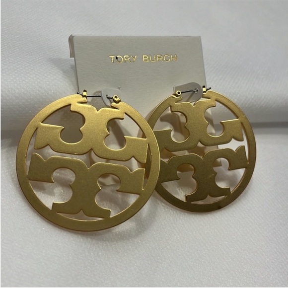 NWT Tory Burch Miller Gold Large Statement Hoop Earrings - Picture 6 of 7
